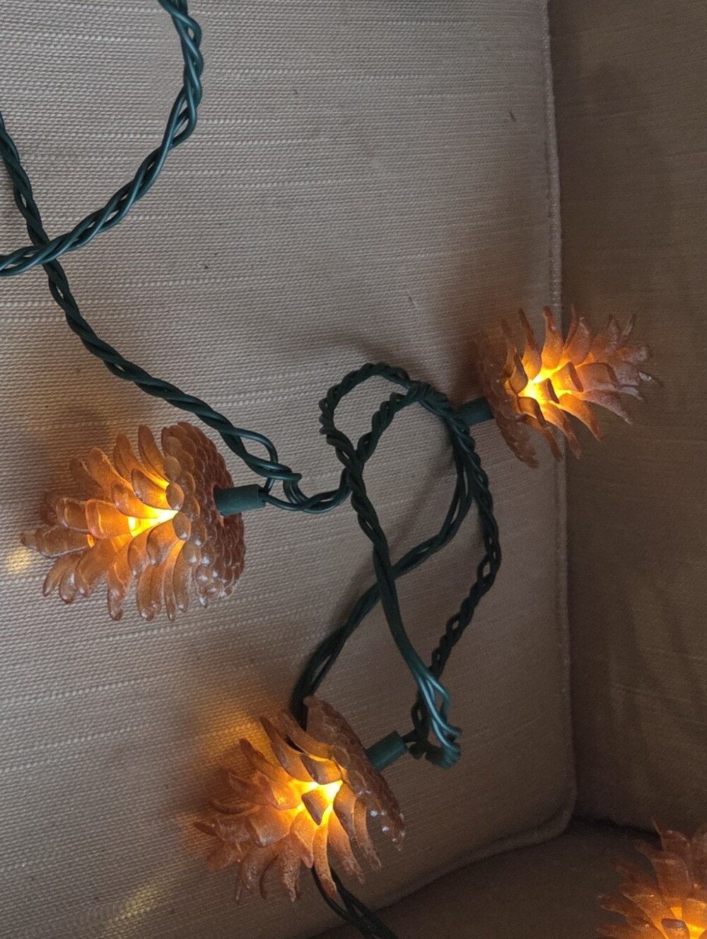 Warm Pinecone String Lights 2x 10ft Led.